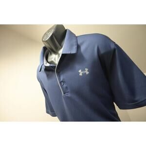 Under Armour Golf Polo HeatGear Loose Dark Blue Athletic Shirt Mens Sz 2XL